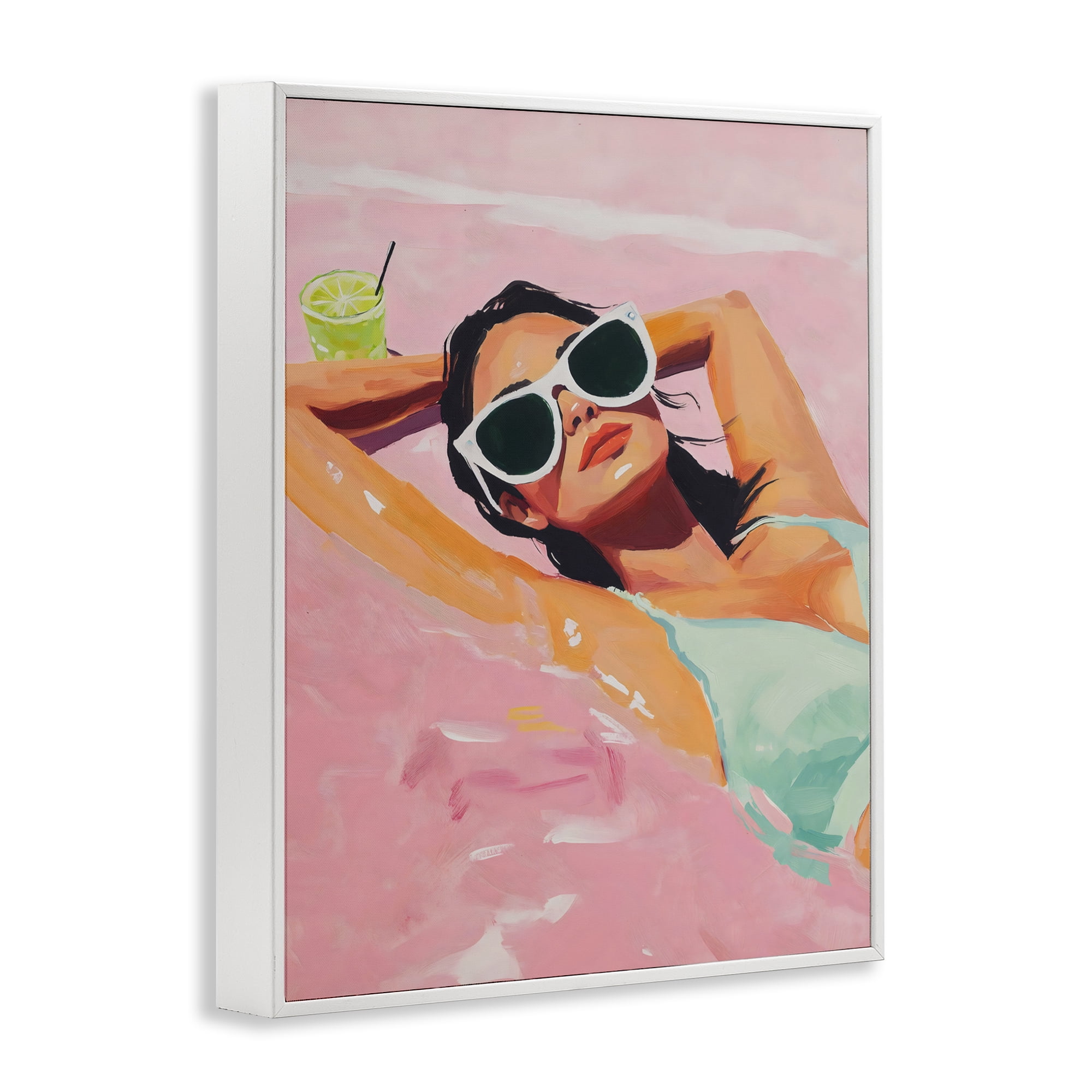 Stupell Industries Trendy Summer Girl White Framed Giclee Art, design by The Prints Vibe