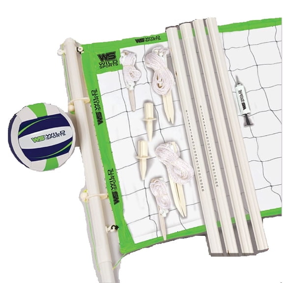 Wild Sports Easy Setup Better VolleyBall Set - Complete and Durable VolleyBall Set with 8 Ft Net, 1 VolleyBall, and Pump