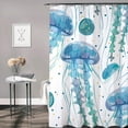 thumbnail image 2 of Beach Jellyfish Shower Curtain Decorated with Fabric on Ocean Beach, A Beach Theme Shower Curtain Decorated with Fabric in The Ocean, 72x72 Inch and 12 Hooks Waterproof, 2 of 6