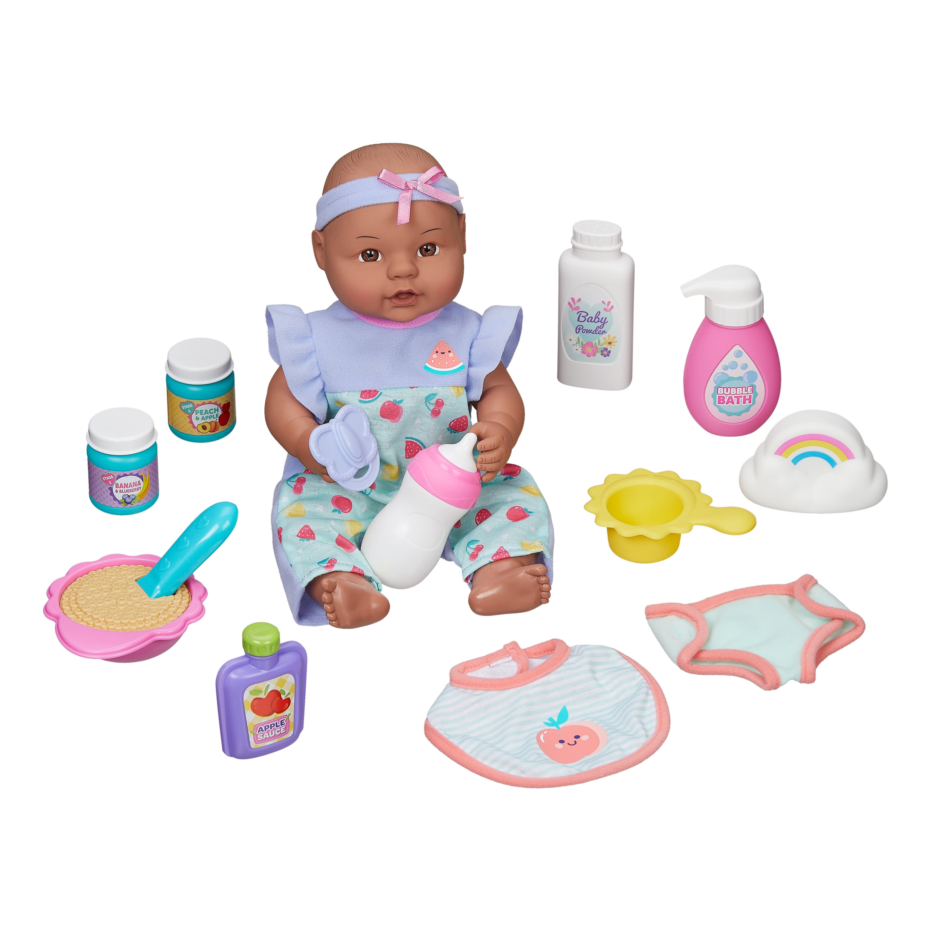 My Sweet Love 12.5" Play with Me Play Set, 16 Pieces Included, Dark Skin Tone