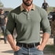 thumbnail image 1 of pstuiky manga larga para hombre, Blusa/camisa de lana con botones, cuello vuelto y manga larga de color liso para hombre Tops de talla grande para hombre xxxl, 1 of 8