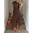 thumbnail image 2 of Multicolor Polka Dot Ruched Midi Dress With High Slit, Casual Bodycon Fit, 2 of 7
