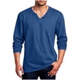 thumbnail image 2 of Mens Athlete Tops Long Sleeve Shirts for Men V Neck Solid Color Breathable Pullover Shirts Stylish Notched Loose Casual Workout Shirts For Gym Running, 2 of 7