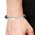thumbnail image 2 of Arista Triple Cable Stainless Steel Bangle in Genuine Black Leather, 8.5", 2 of 2