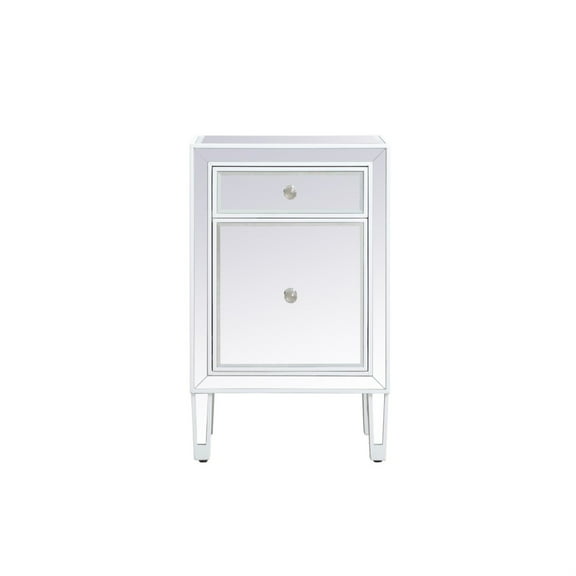18 inch mirrored nightstand in white