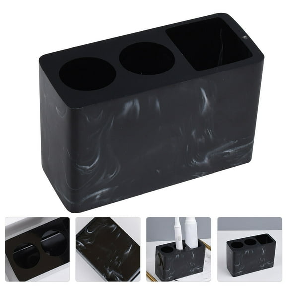 Masteelf Black Resin Toothbrush Holder for Bathroom Storage Elegant Style with Draining Hole 4.5 x 5.5 Inches