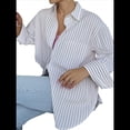 thumbnail image 3 of Camisas de Mujer con Botones, Blusas de Rayas de Larga, Blusas Casuales de Moda 2025 M, 3 of 7