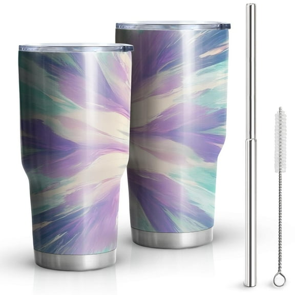 30oz Tie Dye Pattern Tumblers Stainless Steel Tumbler with Lid and Straw,Vacuum Insulated Double Wall Travel Tumbler Cups Mug with Cleaning Brush for Coffee,Tea