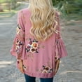 thumbnail image 3 of Womens Autumn Lace Floral Kimono Open Front Cardigan Fashion Casual 3/4 Sleeve Hollow Ruffle Loose Tops Blouses, 3 of 7