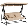 thumbnail image 1 of Outsunny 3-Seat Outdoor Patio Swing Chair with Canopy, Light Brown, 1 of 10