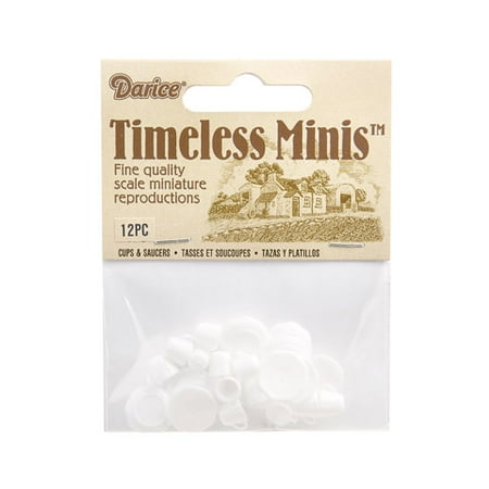 

Timeless Minis Plastic Cups and Saucers Set Assorted Sizes 12 pieces