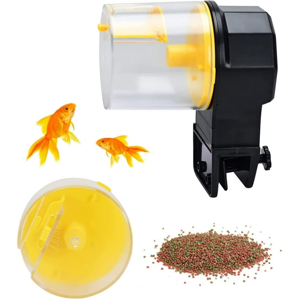 SHAR Automatic Fish Feeder 100/210ml (Yellow), Fish Food Dispenser