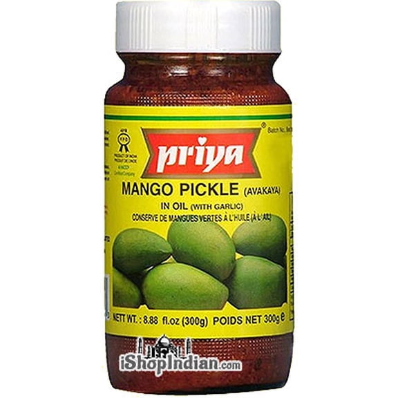 Priya Mango Pickle (Avakaya) with Garlic 300 gm bottle
