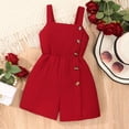 thumbnail image 2 of Kwasome Kid Rompers For Girls Toddler Sleeveless Suspenders Solid Color Romper Jumpsuit Clothes Red Sweet Kid Rompers For Girls 10-11 Years, 2 of 6