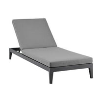 Argiope Outdoor Patio Adjustable Chaise Lounge Chair in Aluminum with Grey Cushions