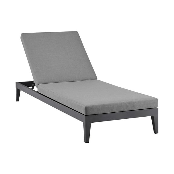 Argiope Outdoor Patio Adjustable Chaise Lounge Chair in Aluminum with Grey Cushions