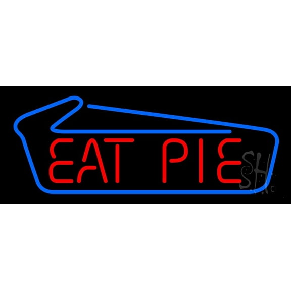 Eat Pie LED Neon Sign 13 x 32 - inches, Black Square Cut Acrylic Backing, with Dimmer - Bright and Premium built indoor LED Neon Sign for restaurant window and interior decor.