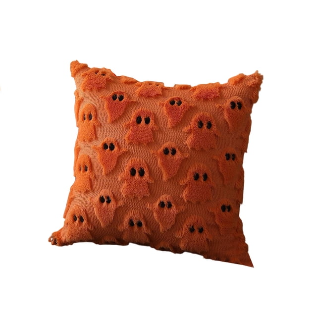 Orange Halloween Pumpkin Pillow Cover With Two Color Quilted Design For Sofa Cushion Home Textile Decor And Holiday Party Decoration