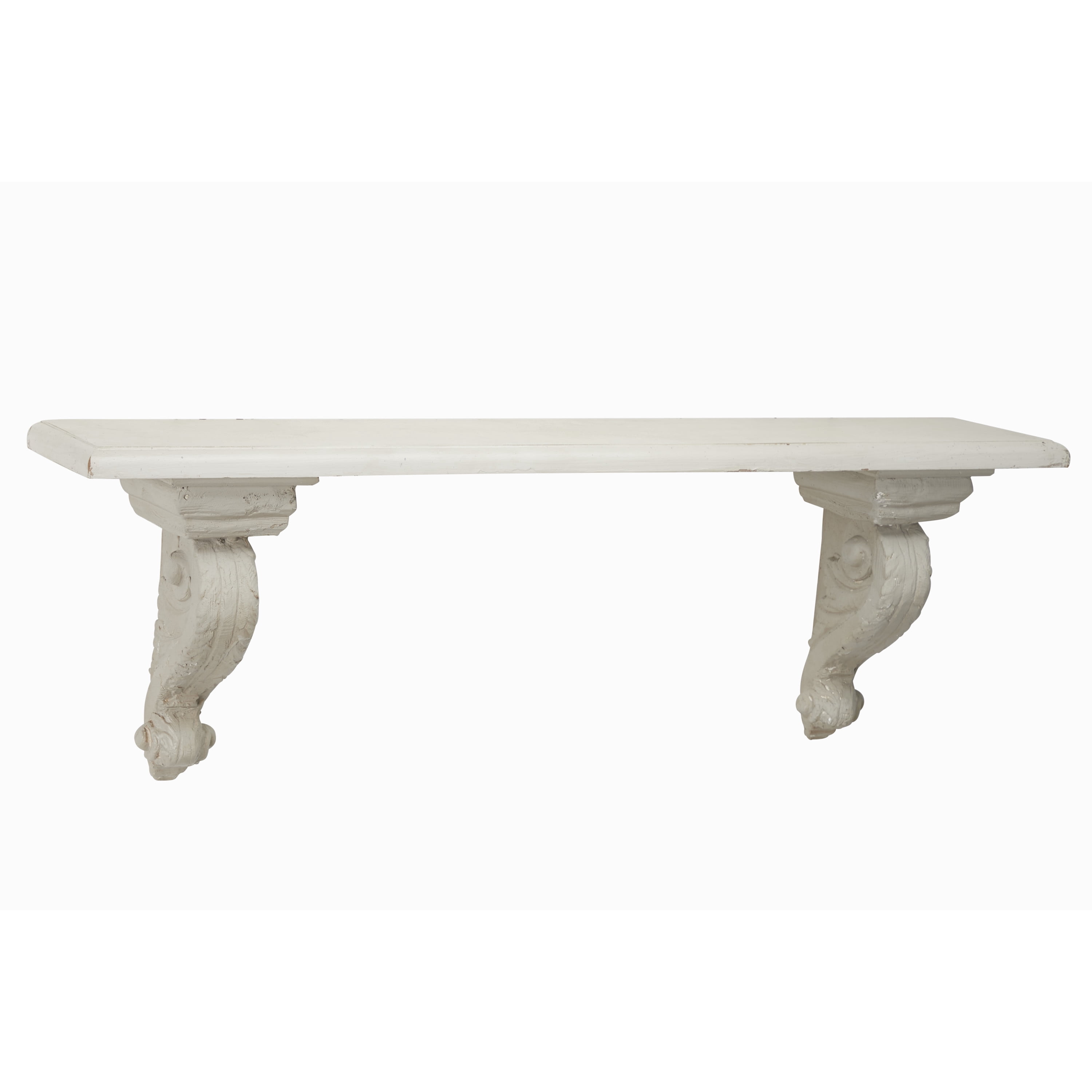 DecMode Indoor White Wood Farmhouse Wall Shelf