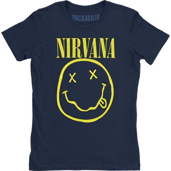Nirvana Ladies T-Shirt: Yellow Smiley (Medium)