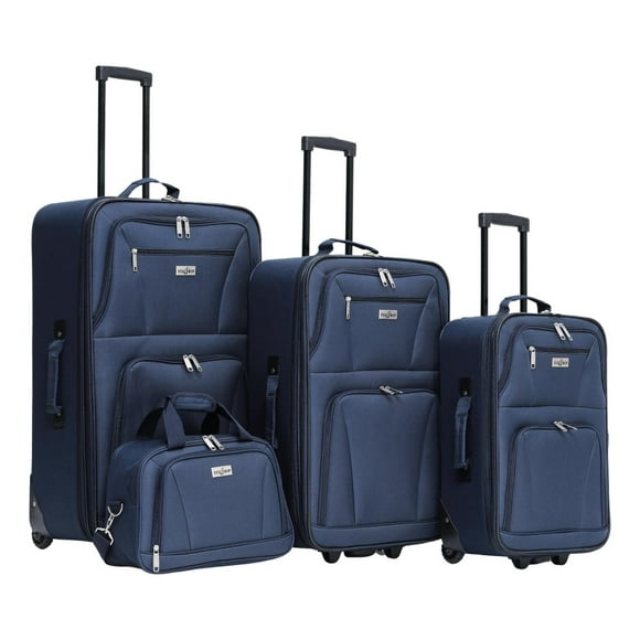 Set Viaje 3 Maletas 20, 24, 28 In Tela Expandibles Y Neceser azul Grande