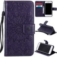 thumbnail image 2 of Wallet Case, Embossed Sunflower Premium PU Leather Folio Flip Kickstand Card Slots Wrist Strap Cover for Samsung Note8(Purple), 2 of 6