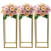 Anqidi Wedding Flower Stand Set, 10Pcs Rectangle Gold Metal Column Rack Wedding Prop Decor Balloon Display Holder (60cm)