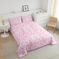thumbnail image 4 of Pink Bowknot Comforter Set Antique Victorian Damask Bedding Sets Full,Bow Knot Bed Set Vintage Floral Gothic Quilt Set,Exotic Baroque Flowers Bohemian Decor, 4 of 7