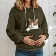 thumbnail image 2 of HOWPAY Pet Carrier Hoodie Cat Dog Pouch Holder Sweatshirt Large Pocket Pullover Shirt for Women Long Sleeve Solid Color Comfy Warm Fall Clothes Army Green L, 2 of 6