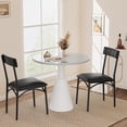 thumbnail image 3 of Dining Chairs Set of 2, Upholstered Dining Chairs with Back, PU Leather Kitchen Dining Chair, Black Chairs for Kitchen, Apartment, Living Room, Comfortable Seat, Easy Assembly, Classic Black, 3 of 7