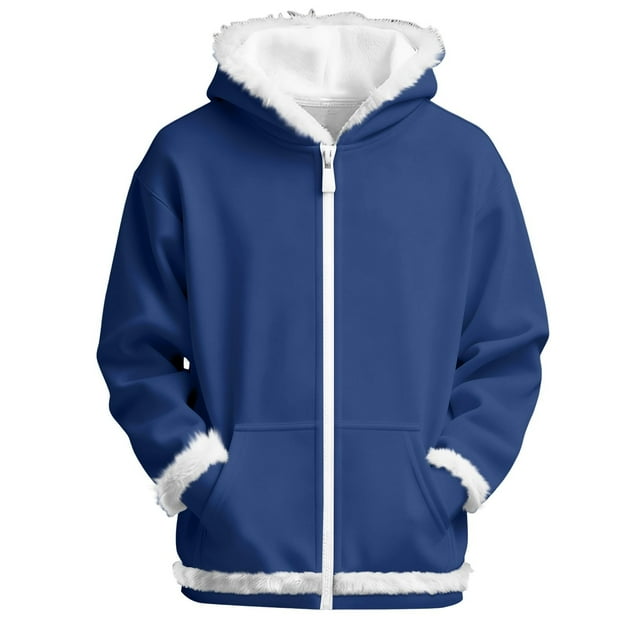 Robe à Capuche Bleu Marine pour Femmes avec Poches Hommes Femmes Automne Hiver Couleur Unie Veste Décontractée Poches Chandail à Fermeture Éclair Col Rond Chandails Femmes
