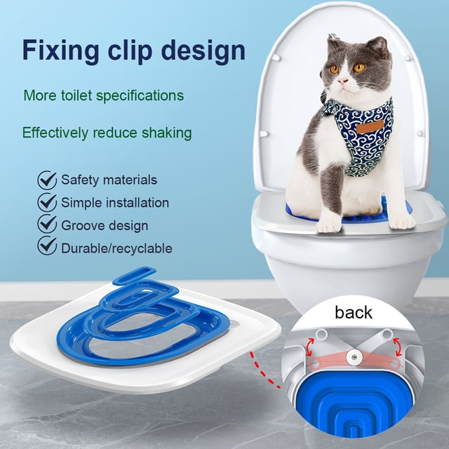 Cat Toilet Trainer Caja de arena Estera Plastic Puppy Kitten WC Productos para mascotas Azul Likrtyny Para estrenar