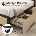 thumbnail image 3 of Queen Bed Frame with 2-Tier Headboard, Metal Support, USB Port & LED Light, 4 Storage Drawers, Begie, 3 of 7
