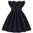 thumbnail image 6 of IPIO Girls Navy Blue Party Dress with Oversized White Bow, Ruffle Flutter Sleeves Flare Formal Dress for Wedding, Birthday, Holiday and Special Occasion, 6 of 8