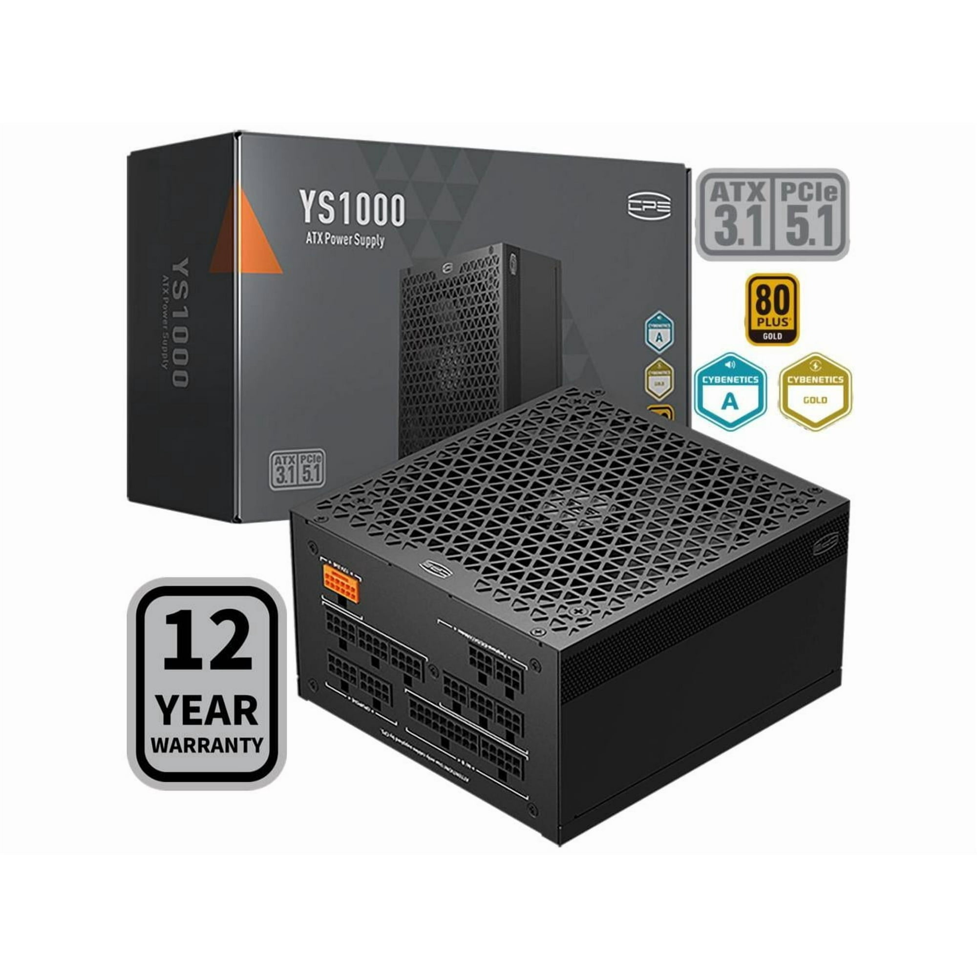PCCOOLER CPS YS1000 Power Supply, 1000W 80 Plus Gold Certified Fully Modular PCIe 5.1 & ATX 3.1 Gaming PSU, Wide Compatibility, 135mm FDB Fan, Full Japan Electrolytic Capacitors