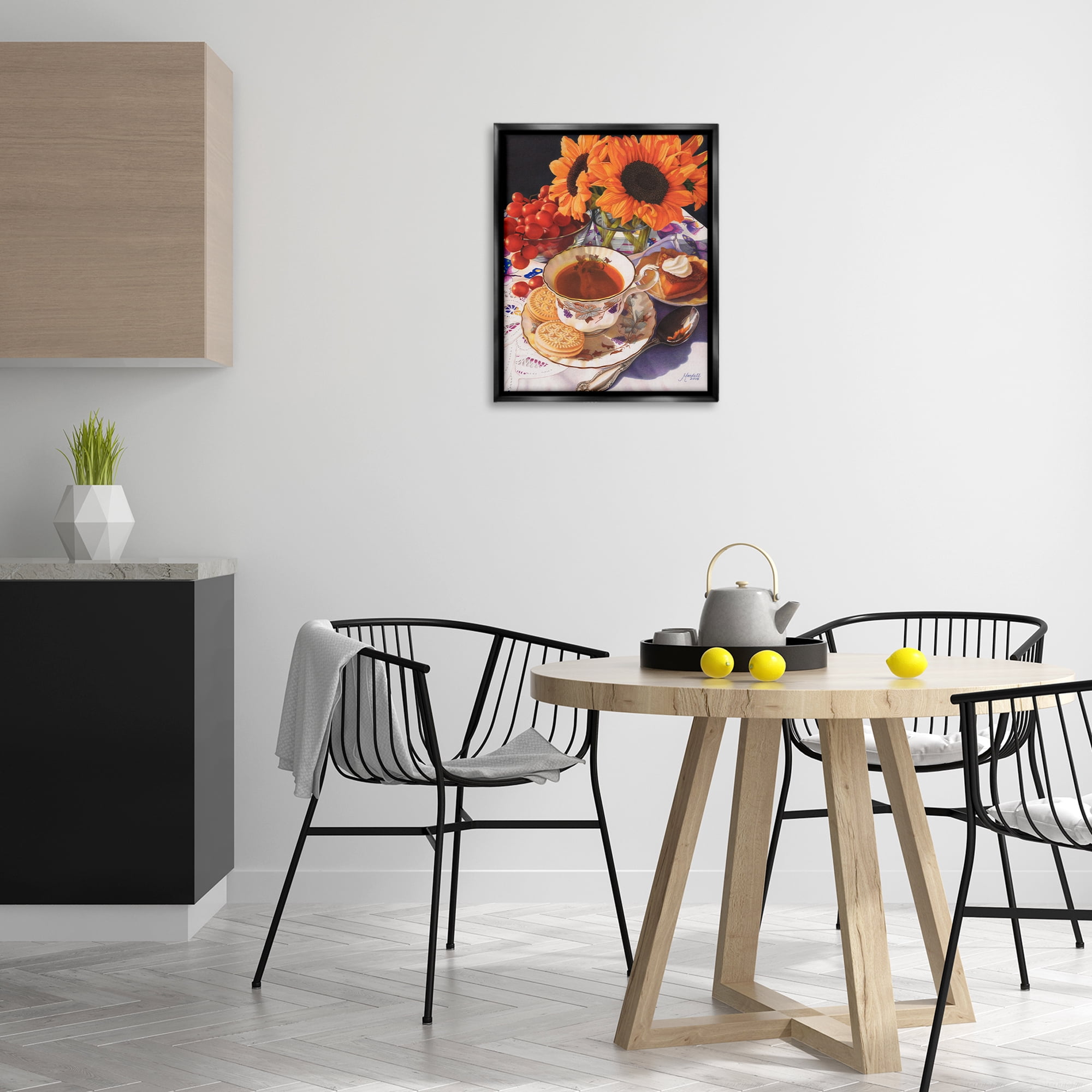 Stupell Industries Autumnal Tea Party Food & Beverage Painting Black Floater Framed Art Print Wall Art, 17 x 21