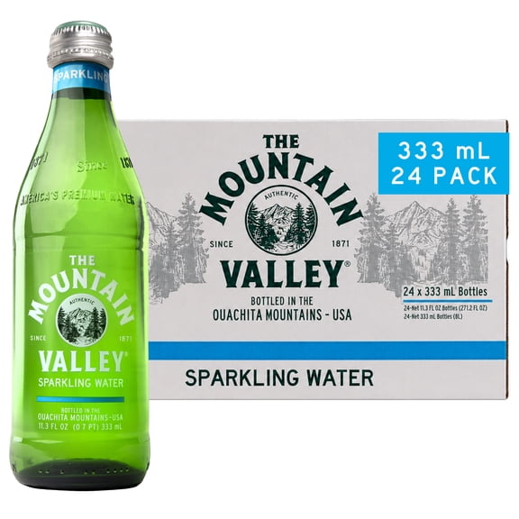 Mountain Valley Sparkling Spring Water, 333 mL Glass Bottles, 24-pack