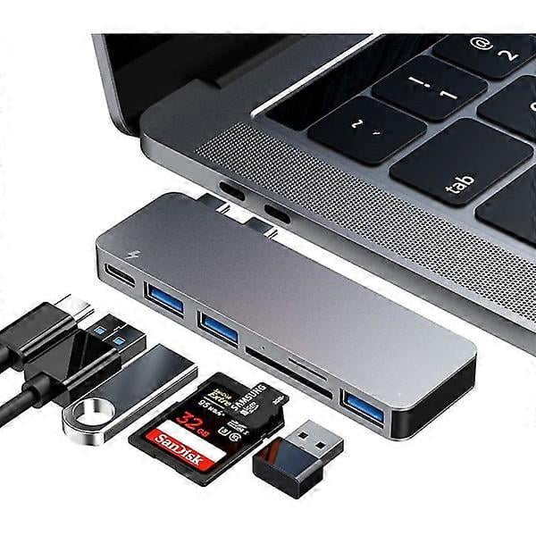USB C Hub Adapter for MacBook Pro/Air 13" 15" 6-in-1 USB-C Accessories SQBB