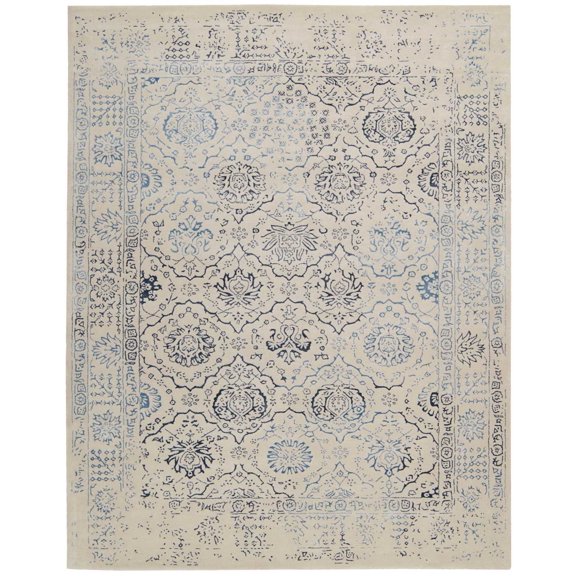 Nourison Symphony Ivory/Blue Area Rug Ivory/Blue 9'6" x 13'
