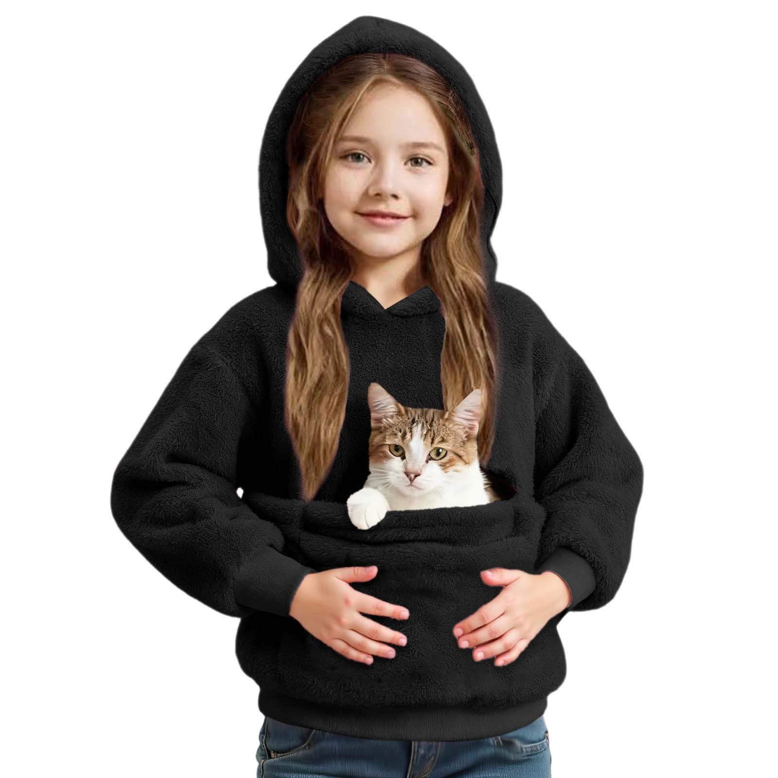 Boys Girls Dog Hoodie with Pouch Fuzzy Sweatshirt Dog Carrier Long Sleeve Dog Pocket Hoodie Fall Clothes 9-10 Years