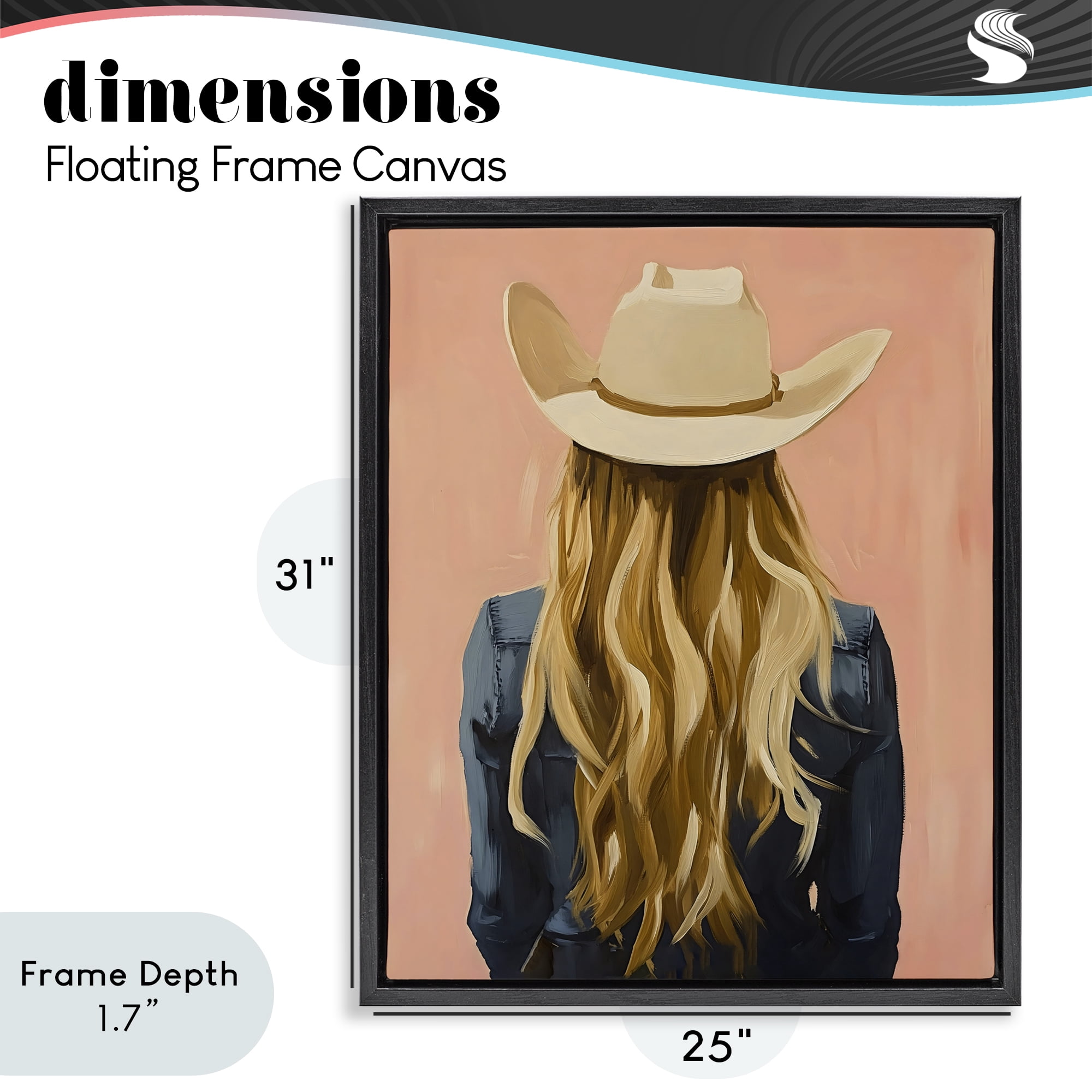 Stupell Industries Blonde Cowgirl Back View Black Framed Floater Canvas Wall Art, design by The Prints Vibe
