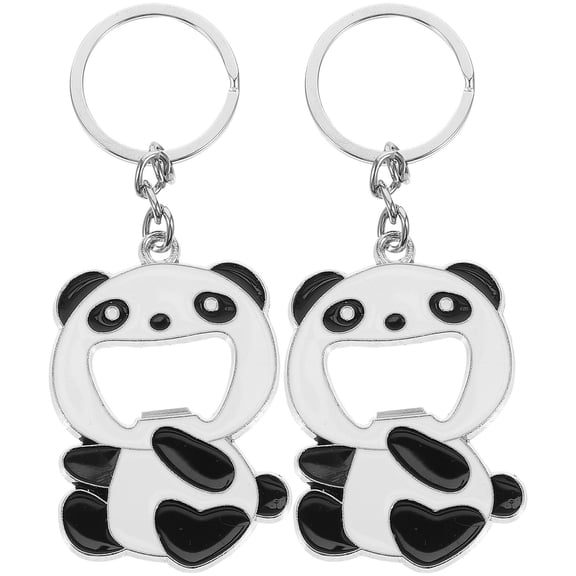 Nicehomfit Stylish Panda Keychain Bottle Opener Black for Decoration 2Pcs