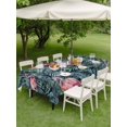 thumbnail image 4 of Outdoor Tablecloth with Umbrella Hole for Patio/Picnic/Party/Camping, Pink Flamingo Waterproof Table Cloth Rectangle Table Cover Washable, Summer Watercolor Tropical Green Palm Leaves (60"x 120"), 4 of 8