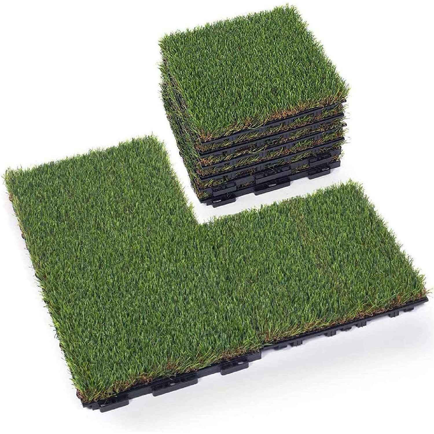 Artificial Grass Turf Tile with Upgrade Interlocking System Self