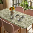 thumbnail image 3 of Green Floral Table Cloths for 3 Foot Rectangle Tables, Vintage Rustic Botanical Spring Patio Waterproof Elastic Fitted Tablecloths, Washable Rectangular Table Cover for Camping, 3 of 8