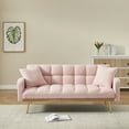 thumbnail image 2 of Convertible Futon Sofa Bed,69 Inch Modern Teddy Loveseat Sofa Couch with Adjustable Backrest for Small Space,Living Room,Pink, 2 of 8