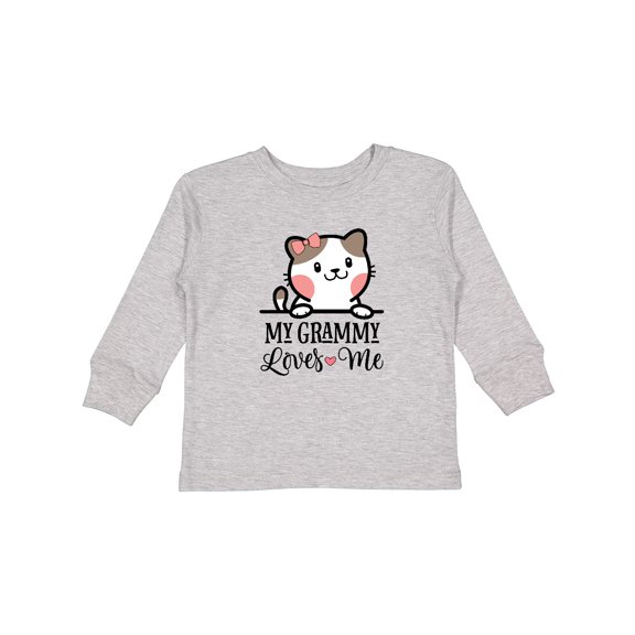 Inktastic My Grammy Loves Me Girls Granddaughter Kitten Girls Long Sleeve Toddler T-Shirt
