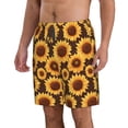 thumbnail image 2 of KLL Chocolate Plaid Sunflower Men's Casual Summer Beach Shorts Hawaiian Shorts with Pockets-3X-Large, 2 of 5