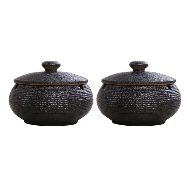 2x de Cerámica de Gran Capacidad de Moda para Decoración de Oficina de Sala de Estar de Casa Del Hotel Soledad Cenicero de cerámica con tapa