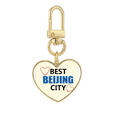 thumbnail image 1 of Beijing Sign Art Deco Fashion Gold Heart Keychain Metal Keyring Holder, 1 of 3